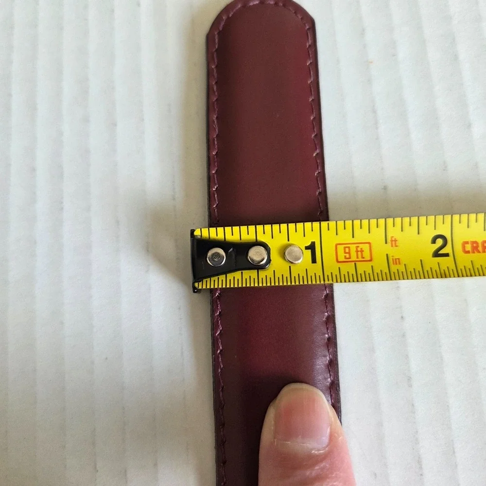 USA Genuine Leather Classic Dress Belt Wine Burgundy Red Gold Buckle 1X 36-39